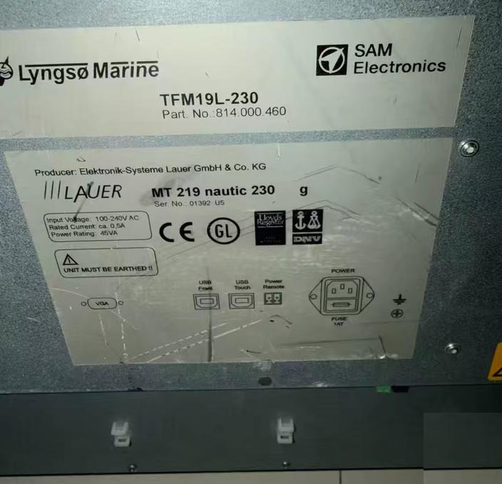 SAM ELECTRONICS TFM19L-230 814 000 460 LAUER MT 219 nautic 230 g 100-240V AC USB