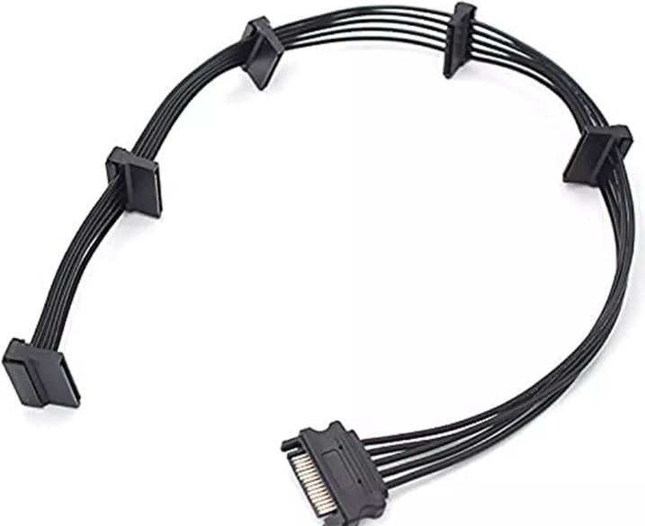 SATA 15 Pin Male to 5 15 Pin SATA Female Hard Drive Power Splitter Adapter Cable