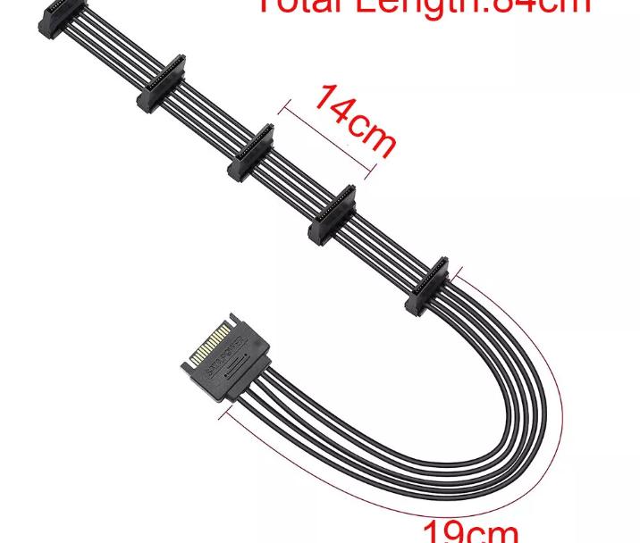 SATA 15 Pin Male to 5 15 Pin SATA Female Hard Drive Power Splitter Adapter Cable