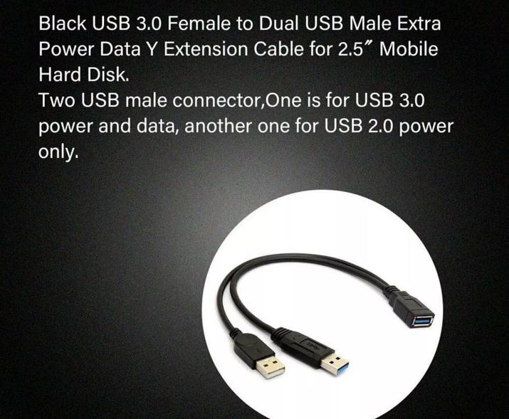 SB 3 0 A Female to 2 0 3 0 A Male Y Splitter Charger Power Cable Car Laptop LED