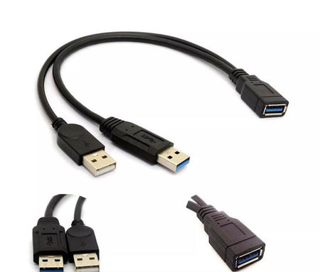 SB 3 0 A Female to 2 0 3 0 A Male Y Splitter Charger Power Cable Car Laptop LED