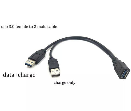 SB 3 0 A Female to 2 0 3 0 A Male Y Splitter Charger Power Cable Car Laptop LED