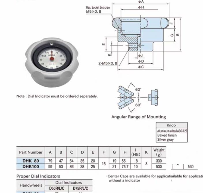 SMC XLH-KF50 KF50VENLIC D50L 1 12 aluminum position rotational indicator knobDHK D50L 8