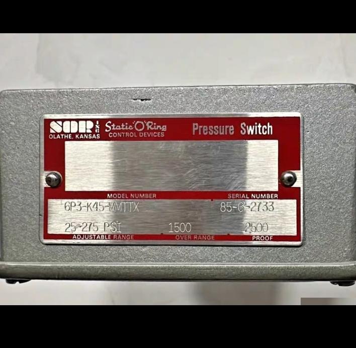 SOR 6P3-K45-MMTTX Static O Ring Pressure Switch 25 - 275 PSI 6 8