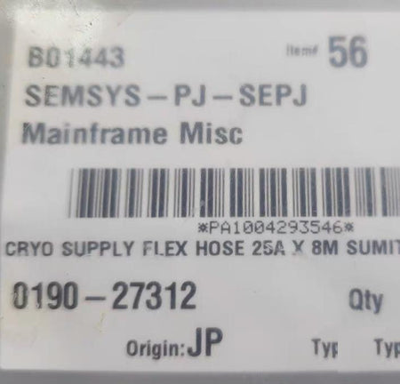 SUMITOMO 0190-27311 0190-27312 25A 8M 1 8 0190-27311 CRYO RETURN FLEX HOSE0190-27312 CRYO SUPPLY FLEX HOSEMADE IN JAPAN