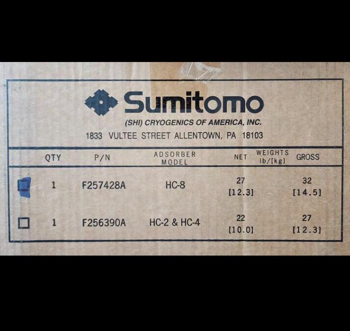 SUMITOMO HC-8 ADSORBER F257428A F257428D 14 5 kg 280PSI For HC-8F256390A FOR HC-2 HC-4 5000RMB 7