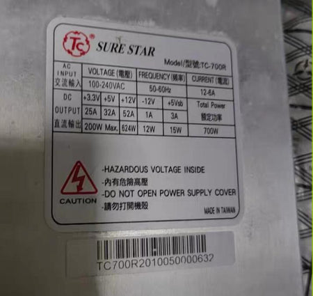 SURE STAR TC-700R      700W         3 3V  5V  12V -12V  5Vsb