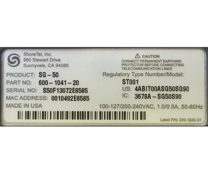 SG-50 600-1041-20