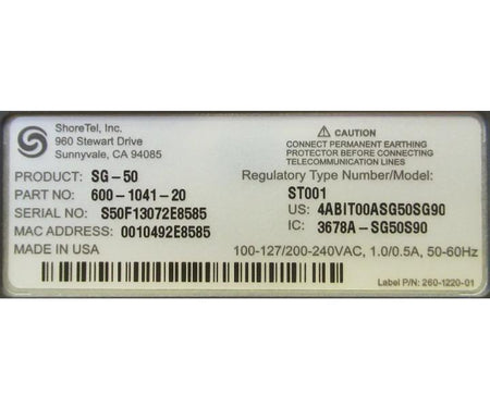 SG-50 600-1041-20
