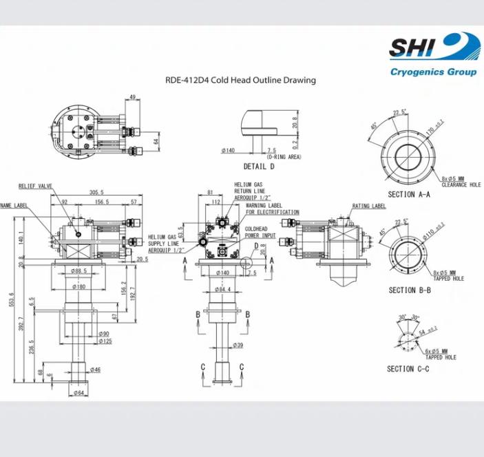 Sumitomo RDE-412D4 4K The RDE-412D4 two-stage Gifford-McMahon Cryocooler is one of SHI s mid-capacity 4K Cryocoolers with a second-stage capacity of 1 25 W 4 2 K 50 60 Hz