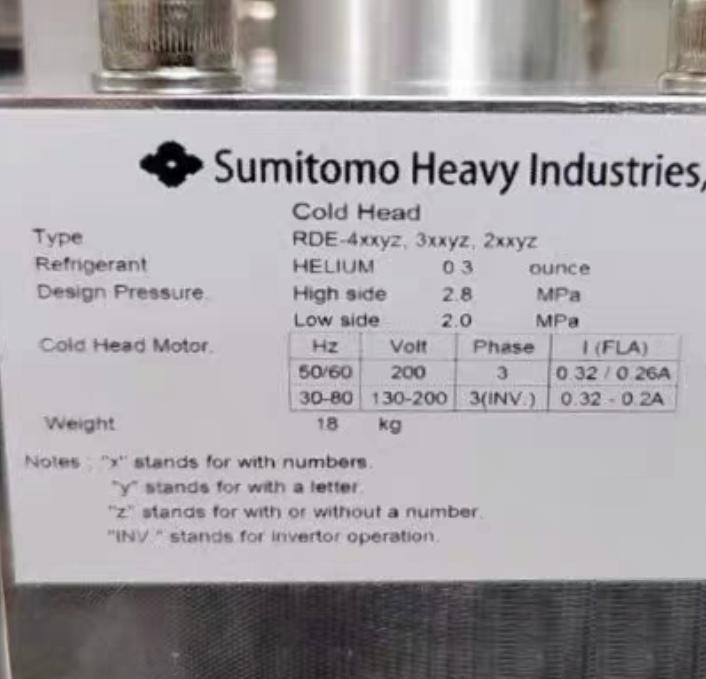 Sumitomo RDE-412D4 4K The RDE-412D4 two-stage Gifford-McMahon Cryocooler is one of SHI s mid-capacity 4K Cryocoolers with a second-stage capacity of 1 25 W 4 2 K 50 60 Hz