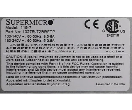 CSE-119X E5-2650v2 5GHz 256GB 480GB