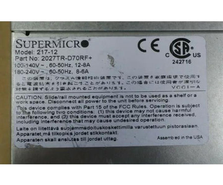 2027TR-D70RF 24-Bay 2-Node X9DRT-HF 4x10GbE