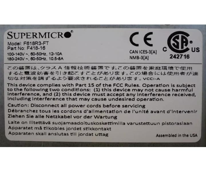 F618R3-FT CSE-418 E5-2650 X10DRFF 256GB