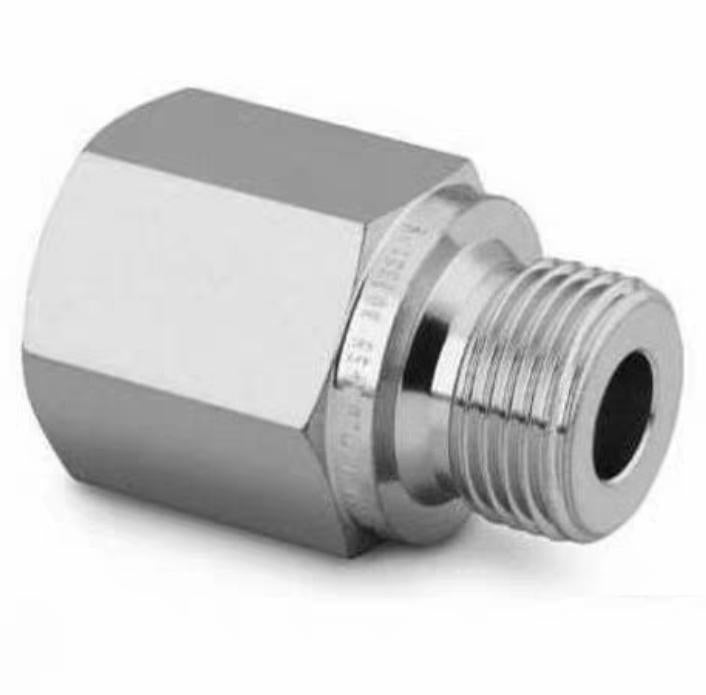Swagelok Cajon SS-4-A-4RS Stainless Steel Pipe Fitting Adapter 1 4 in Female NPT x 1 4 in Male ISO Parallel Thread Straight Shoulder 2