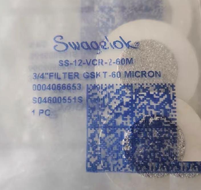 Swagelok SS-12-VCR-2-60M 8 Manufactured By SWAGELOKManufacturer Part Number SS-12-VCR-2-60MPackaging Sold IndividuallyDescription 316L Stainless Steel VCR Face Seal Fitting 3 4 in Silver Plated Snubber Gasket 60 Micron