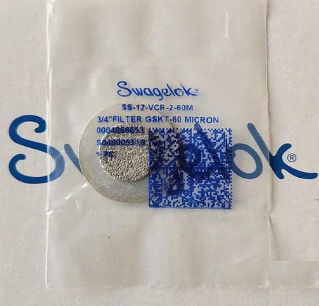 Swagelok SS-12-VCR-2-60M 8 Manufactured By SWAGELOKManufacturer Part Number SS-12-VCR-2-60MPackaging Sold IndividuallyDescription 316L Stainless Steel VCR Face Seal Fitting 3 4 in Silver Plated Snubber Gasket 60 Micron