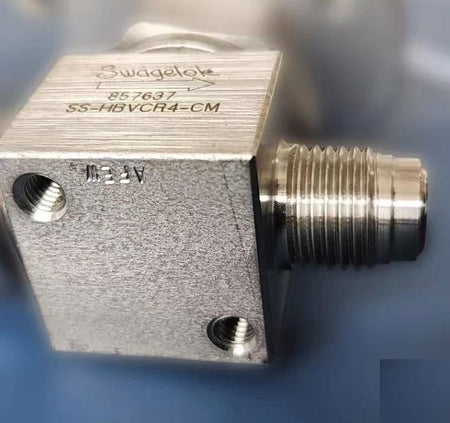 Swagelok SS-HBVCR4-CM Stainless Steel High Pressure Bellows Sealed Valve 1 4 in Male Swagelok VCR Fitting NC Actuator with an Unknown Indicator Switch or not 1 4 in VCR