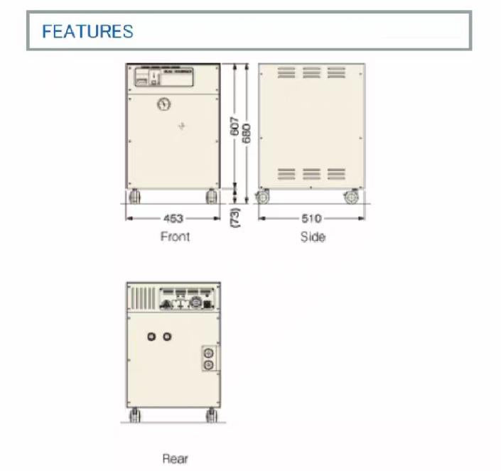 ULVAC C30PVRT C30 43000 6 C30 4 4999RMBElectrical requirements ACV φ Hz 200 3 50220 3 60Power KW 50 60Hz 5 7 7 5Cooling Water flow rate L min 20℃ 5 5Weight Kg 121Adsober replacement cycle 24 000 hours