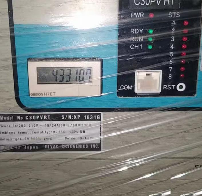 ULVAC C30PVRT C30 43000 6 C30 4 4999RMBElectrical requirements ACV φ Hz 200 3 50220 3 60Power KW 50 60Hz 5 7 7 5Cooling Water flow rate L min 20℃ 5 5Weight Kg 121Adsober replacement cycle 24 000 hours