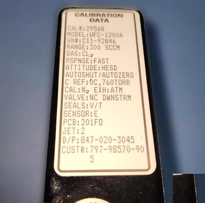 UNIT UFC-1200A 300 SCCM Cl2 1