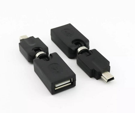 USB 2 0 A Female To Mini 5 Pin Male Plug 360 Degree Rotation Extension Adapter