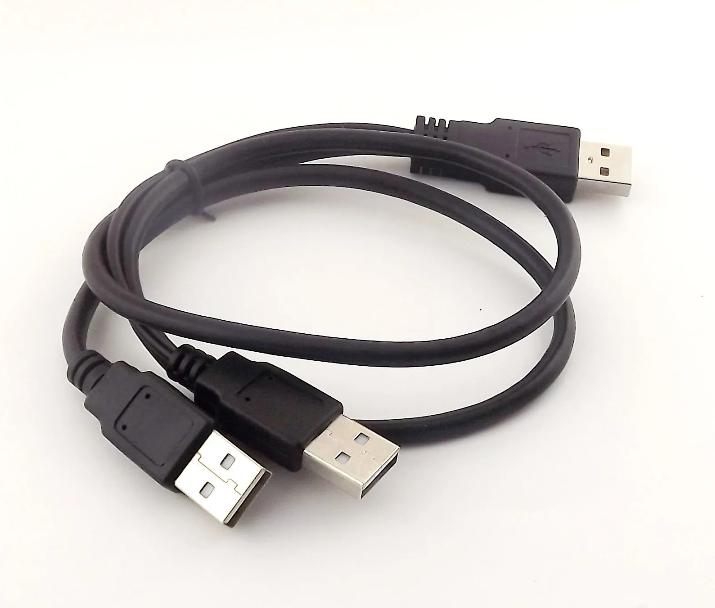 USB 2 0 A Male Plug to Dual USB 2 0 A Male Extension Y Splitter Cable Cord Black