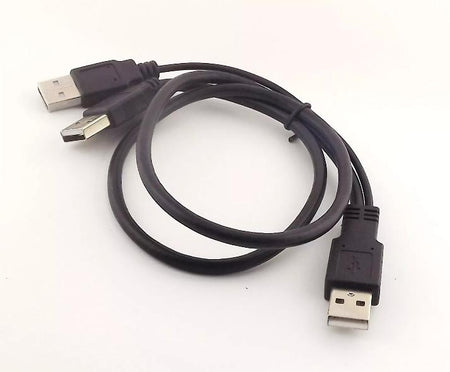USB 2 0 A Male Plug to Dual USB 2 0 A Male Extension Y Splitter Cable Cord Black