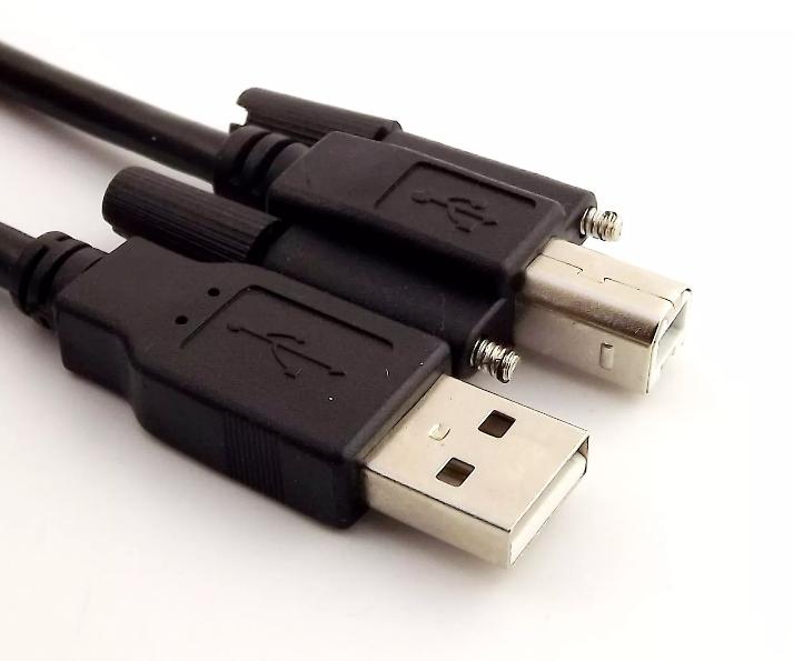 USB 2 0 A Male to B Male Date Cable w Screw Panel mount for Printer Scanner 3m