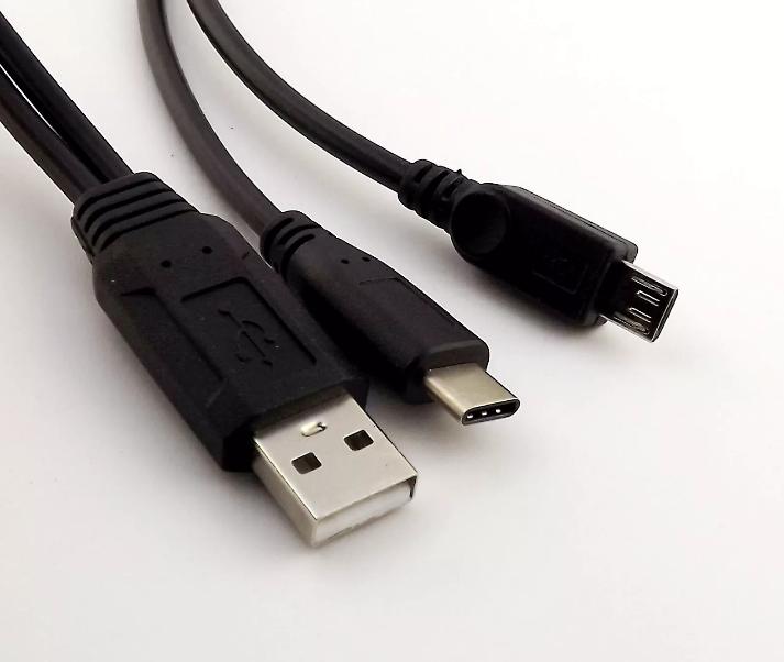 USB 2 0 A Male to USB 3 1 Type C Micro USB B Male Data Charger Y Splitter Cable