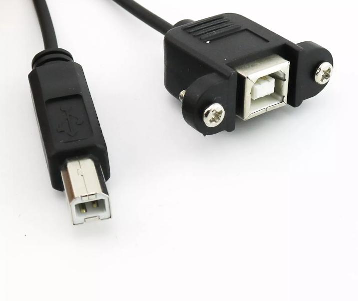 USB 2 0 B Female Panel Mount to Male Printer Coiled Spiral Extension Cable 5FT