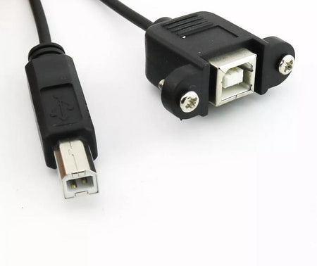 USB 2 0 B Female Panel Mount to Male Printer Coiled Spiral Extension Cable 5FT