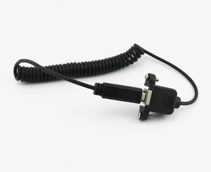 USB 2 0 B Female Panel Mount to Male Printer Coiled Spiral Extension Cable 5FT