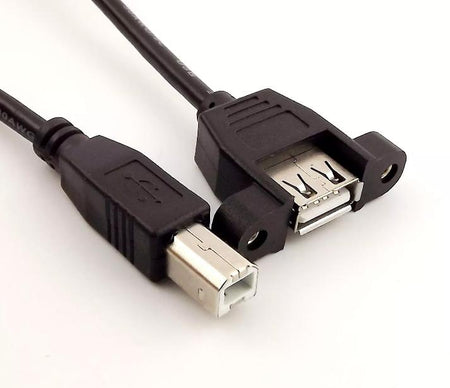 USB 2 0 B Male to USB A Female Socket Printer Panel Mount Extension Cable 1 5FT