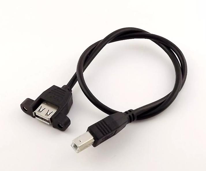 USB 2 0 B Male to USB A Female Socket Printer Panel Mount Extension Cable 1 5FT