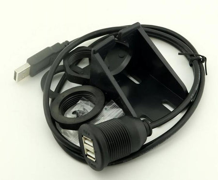 USB 2 0 Male to Dual Female Socket Car Mount Flush Waterproof AUX Audio Cable 2M