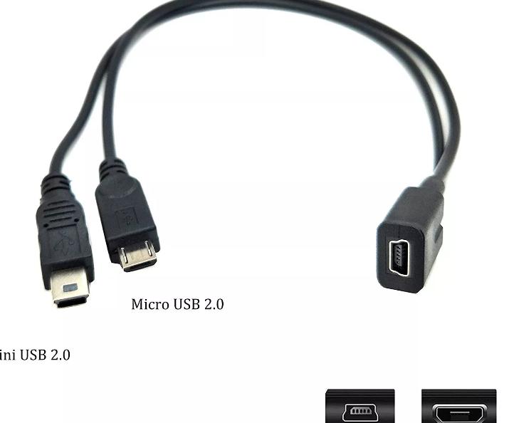 USB 2 0 Mini Female to Mini USB Male Micro Male 2 in 1 Converter Charging Cable