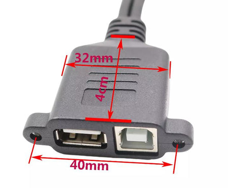 USB 2 0 Type A USB B Male to Female Screw Panel Mount Printer Data Adapter Cable