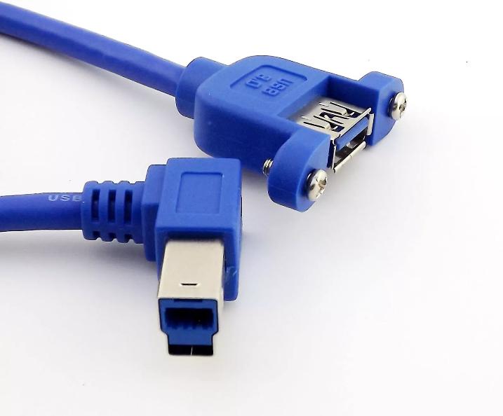 USB 3 0 A Female Panel Mount to B Male Right Angled Sync Data Cable Adapter 1ft