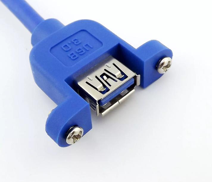 USB 3 0 A Female Panel Mount to B Male Right Angled Sync Data Cable Adapter 1ft