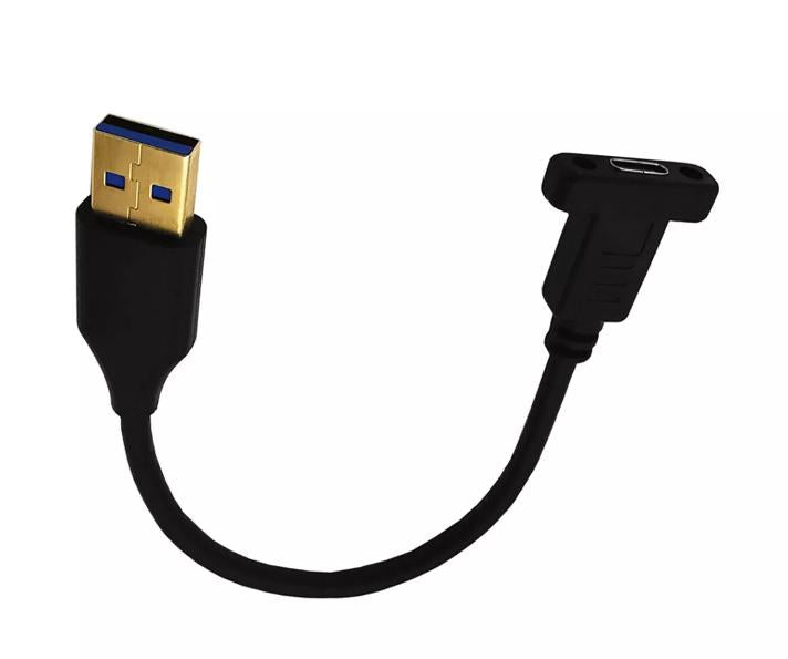 USB 3 0 A Male To USB 3 1 Type C Female w Screw Panel Mount Data Adapter Cable