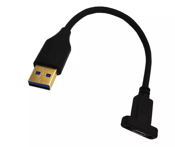 USB 3 0 A Male To USB 3 1 Type C Female w Screw Panel Mount Data Adapter Cable
