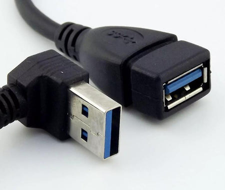 USB 3 0 Type A 90 Degree Down Angled Male to Female Extension Data Cable Black