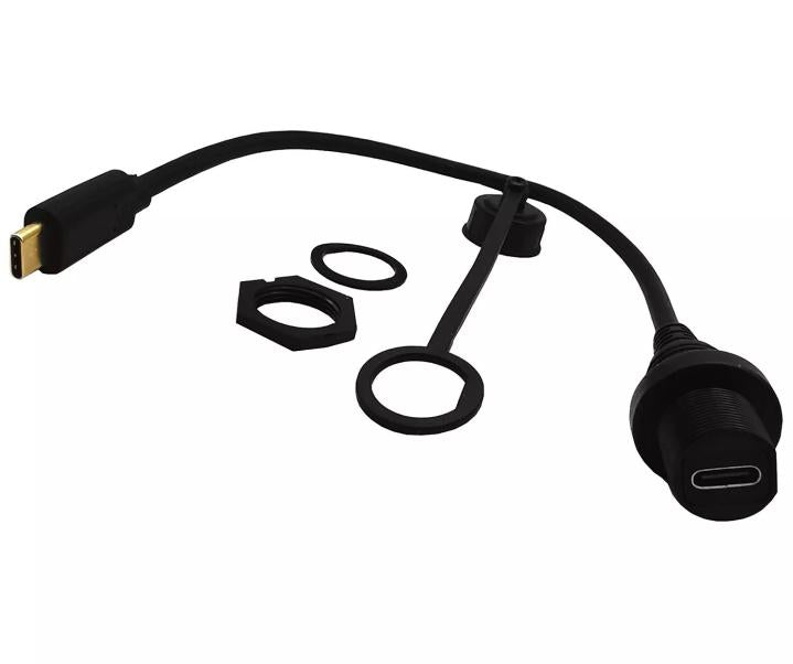 USB 3 1 C Motorcycle Flush Panel Mount Waterproof Male to Female Extension Cable
