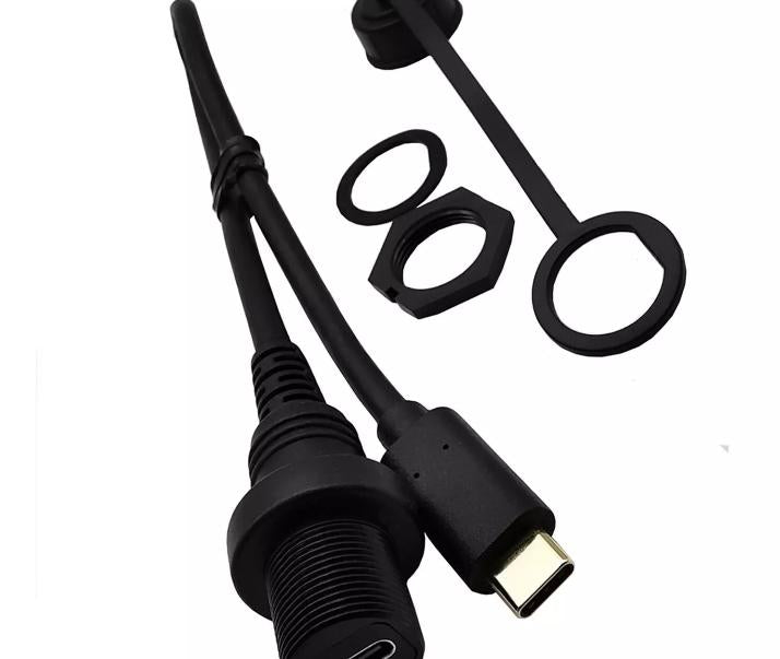 USB 3 1 C Motorcycle Flush Panel Mount Waterproof Male to Female Extension Cable