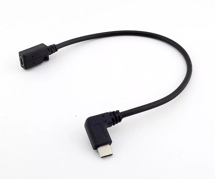 USB 3 1 Type C Male Right Angle to Mini USB Female Jack Charge Data Sync Cable