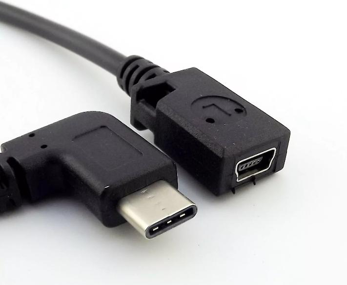 USB 3 1 Type C Male Right Angle to Mini USB Female Jack Charge Data Sync Cable