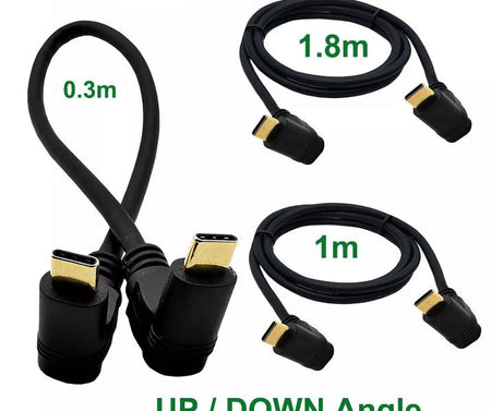 USB 3 1 Type C Male to C Male UP Down Angle Charger Data Adapter Connector Cable