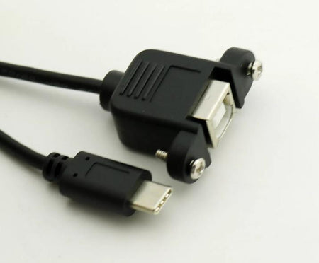 USB 3 1 Type C Male to USB 2 0 B Type Female Data Cable With Screw Panel Mount