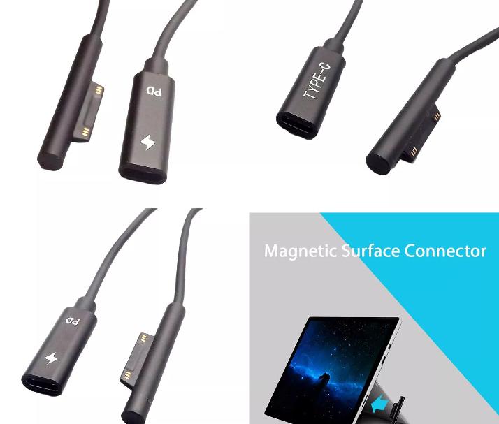 USB C PD Charging Connector Power Adapter Cable for Microsoft Surface Pro 3 4 5